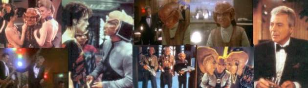 Bilder von DS9: Vic Fontaine mit Quark, Rom und Nog